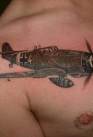 胸部逼真的二戰戰士紋身圖案