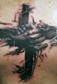 Schwarz-graues Hand-Tattoo-Muster im Bruststil