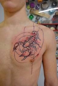pecho simple personalidad escorpión línea tatuaje patrón