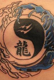 pwatrin yin ak tripotay blan nwa ak yang Tatoo modèl