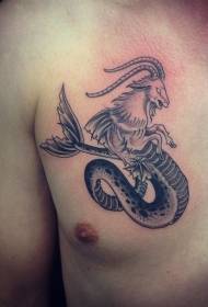 testa di pecora a coda di pesce nera abbinata a motivo del tatuaggio