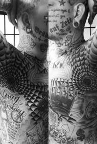 stupefacente disegno del tatuaggio della ragnatela nera sul petto