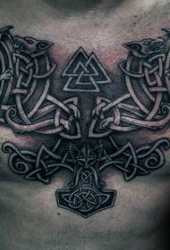 Гръден келтски възел с племенни символи татуировка модел