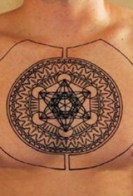 geometriko elemento tattoo lalaki dibdib itim na geometric tattoo larawan