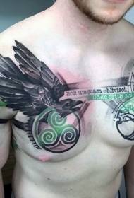 Klatka piersiowa Kolorowe symbole celtyckie z literami i tatuażami zwierząt