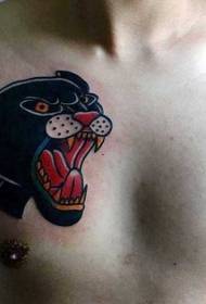 Brust alte Schule intensiven schwarzen Panther Tattoo-Muster