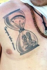 foto di tatuaggi a forma di clessidra alternativa a linea semplice con punto grigio nero grigio punto spina