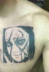 Immagine del tatuaggio del personaggio dei cartoni animati del torace del ragazzo del tatuaggio del personaggio anime
