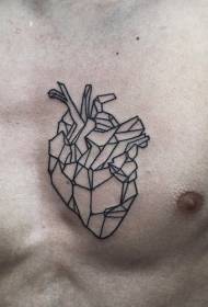 modello di tatuaggio cuore geometrico del torace