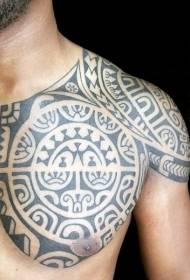 Жарты қара полинезиялық стильдегі тотемдік тату-сурет