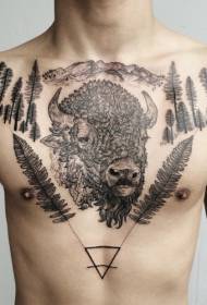 bison ireng dada lan pola tatu segitiga alas