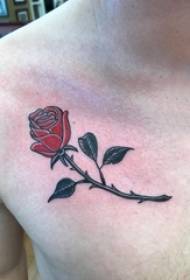 bulak nga tattoo nga lalaki nga kolor sa dughan rosas nga litrato sa tattoo