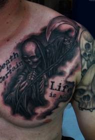 modeli i gjysmë vdekjes dhe tatuazhit me shkronja
