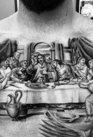 klatki piersiowej realistyczna postać religijna ostatnia kolacja wzór tatuażu