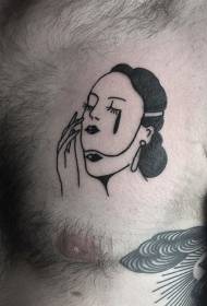 hrudník čierna žena masky tetovanie vzor