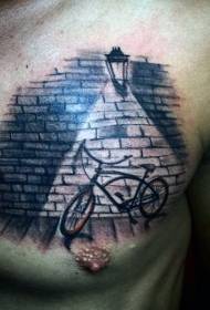 prsni bicikl i zidni uzorak svjetla tetovaže