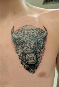 bull head tattoo txiv neej hauv siab dub dub lub taub hau tattoo daim duab