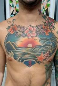 градите тетоважа машки момчиња цвеќиња во градите и слики за тетоважа на пејзажи