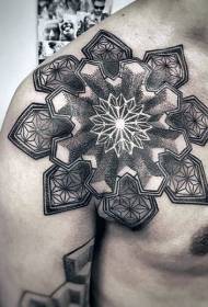 skouergraveerstyl geometriese tatoeëringpatroon met swart prik