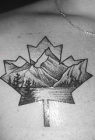 Tetování na hrudi mužské chlapce hrudníku krajina a obrázky tetování javorový list
