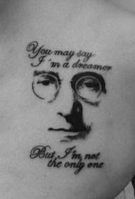 petto nero 侬 侬 modello tatuaggio lettera ritratto