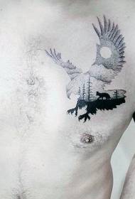 Timberwolves 문신 패턴의 소형 무장 흑백 독수리