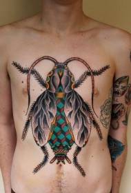 dibdib at tiyan ng magandang matingkad na pattern ng tattoo ng insekto