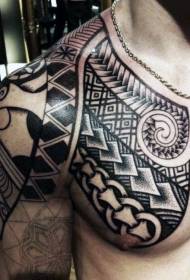 kalahating itim na itim na pagbutas ng pattern ng tattoo ng Polynesian totem