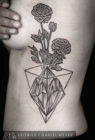 motivo geometrico a coste laterali fiore nero con motivo a diamante