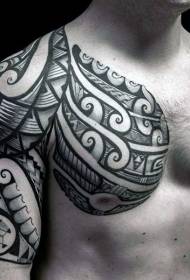 pola tato setengah panjang totem hitam dan putih yang luar biasa