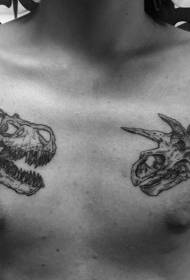 στήθος κλασικό μαύρο διάφορα μοτίβα τατουάζ κρανίο δεινόσαυρος