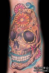 foot skull tattoo pattern
