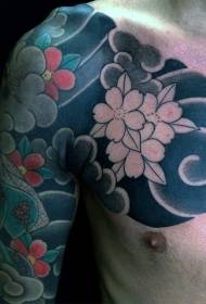Azijski stil u boji cvijeća Pola oklopa tetovaža uzorak