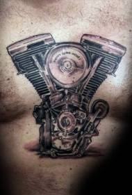 modello tatuaggio petto nero grigio nero motore moto
