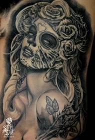 Model de tatuaj portret feminin negru mexican