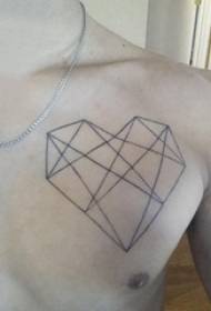 obrázek ve tvaru srdce tetování mužský hrudník černý geometrický obrázek ve tvaru srdce tetování