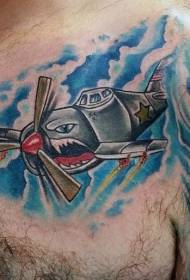 borst kleur cartoon vechter tattoo patroon