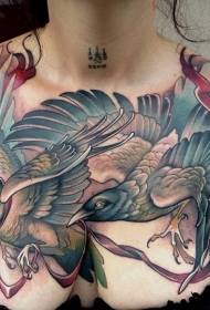 гърдите красив цвят полет Птица татуировка модел