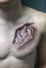 torace molto realistico modello tatuaggio mano grigio nero