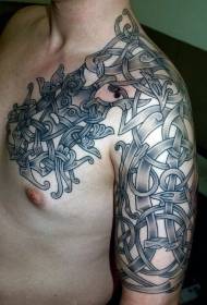 half of the Celtic style black each Ornamental tattoo pattern