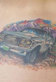 Auto Tattoo Boys Brust Landschaft und Auto Tattoo Bilder