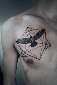elang hitam dada dengan pola tato geometris