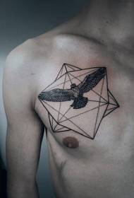 petto aquila nera con motivo geometrico del tatuaggio