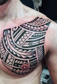 Jednostavan uzorak crne i bijele polinezijske boje u obliku tetovaže na prsima