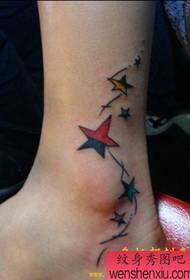 beauty foot color totem pentagram tattoo