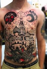 isifuba esikhulu indawo umbala oyinqaba castle iphethini tattoo