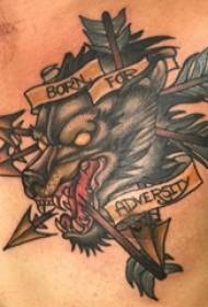 Testa di tatuu di tatuaggio Chjachja di tête di tatuaggio Immagine di tatuaggio di capu di lupu