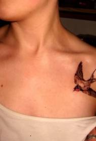 tyttö clavicle realistinen niellä tatuointi malli