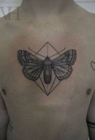 Bruststichel Style schwarz Schmetterling geometrisches Tattoo Muster