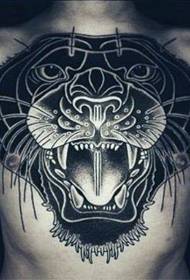 disegno del tatuaggio tigre fantasia petto nero
